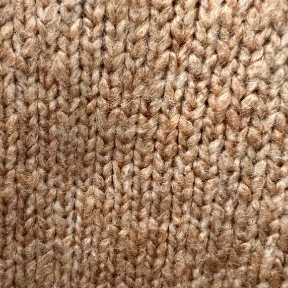 NWT Topshop tan amber funnel mock neck button shoulder fuzzy chunky sweater XS - Picture 6 of 15
